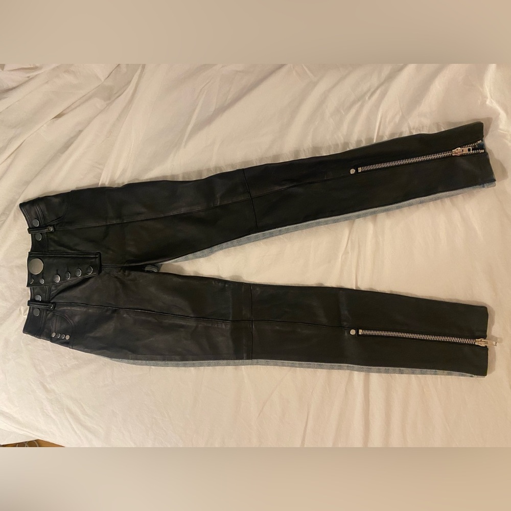 Excellent condition Alexander Wang high waisted leather and denim pants. - Picture 3 of 5